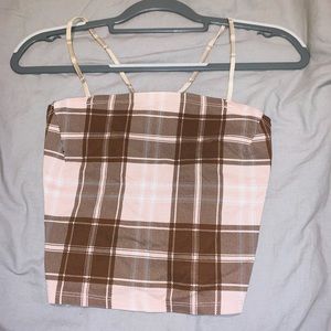 This is a light pink and brown adjustable  top🌸🤎